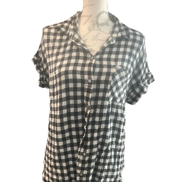 Jane  and Delancey size large short sleeve checkered top - Picture 2 of 12